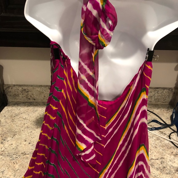 Polo Ralph Lauren Shibori Dyed Silk Halter Dress - Picture 6 of 8